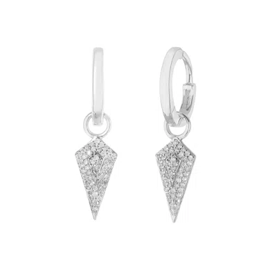 Zohreh Women's Silver Diamond Rhombus Hoop Earrings 9k White Gold