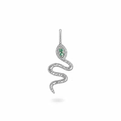 Zohreh Women's Silver / Green Emerald Snake Pendant Sterling Silver In Silver/green