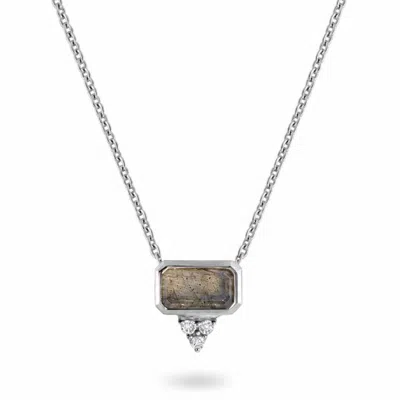 Zohreh Women's Silver / Green Labradorite & White Sapphire Necklace Sterling Silver In Silver/green