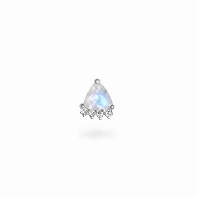Zohreh Women's Silver Moonstone Trillion & Diamond Flat Back Earring 14k White Gold