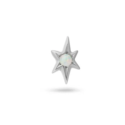 Zohreh Women's Silver Opal Star Flat Back Earring 14k White Gold
