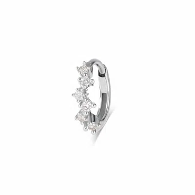 Zohreh Women's Silver Scattered Diamond Huggie Hoop Earring 9k White Gold In Metallic