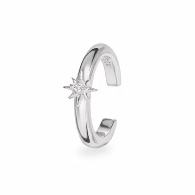 Zohreh Women's White Sapphire Star Ear Cuff Sterling Silver
