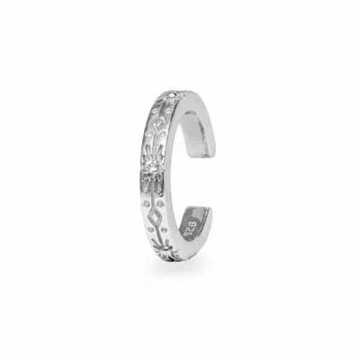 Zohreh Women's White Sapphire Starburst Ear Cuff Sterling Silver