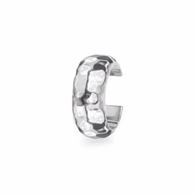 Zohreh Women's Wide Hammered Ear Cuff Sterling Silver