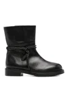 Zolfo Braided-strap Leather Boots In Black