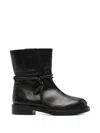 Zolfo Braided-strap Leather Boots In Black