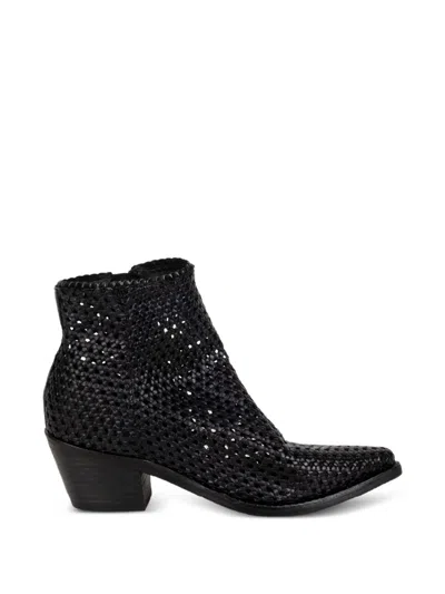 Zolfo Interwoven Leather Ankle Boots In Black