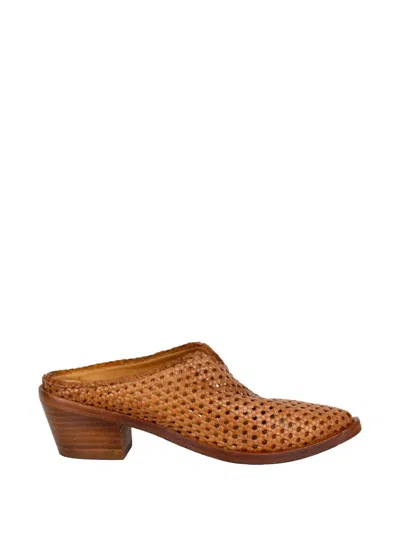 Zolfo Interwoven Leather Mules In Brown