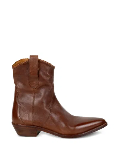 Zolfo Scallop-edge Cowboy Boots In Brown