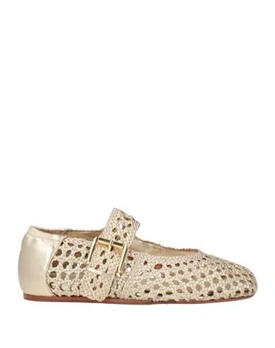 Zolfo Woman Ballet Flats Gold Size 8 Leather In Multi