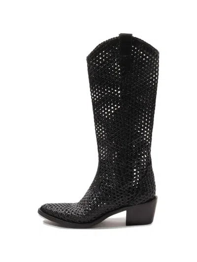 Zolfo Woven Perforated Boots In Animal Print