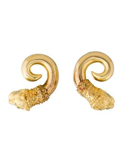 Pre-owned Zolotas 18k Lion Head Heritage Clip-on Earrings In Multicolor
