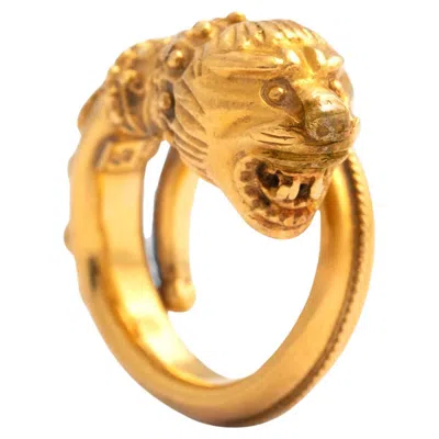 Pre-owned Zolotas Gold Chimera Ring Lion Head Terminal In Multi
