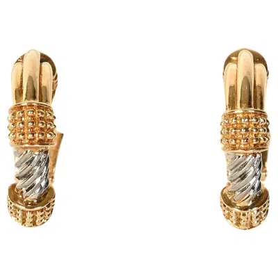 Pre-owned Zolotas Two Color Gold Hoop Earrings In Multi