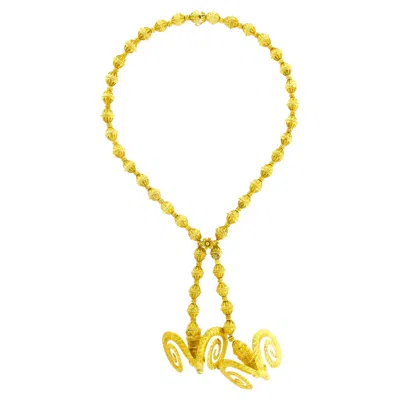 Pre-owned Zolotas Vintage Greek Double Rams Gold Necklace In Multi