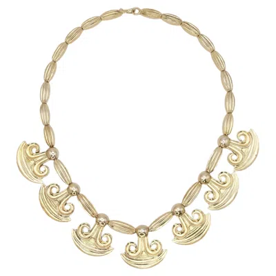 Pre-owned Zolotas Vintage  Greek Revival Necklace In 950 Silver Gilt Circa 1970s In Multi
