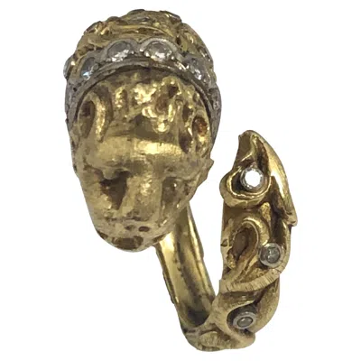 Pre-owned Zolotas Yellow Gold And Diamond Chimera Lion Head Ring