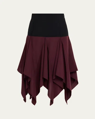 Zomer Bicolor Handkerchief Godet Midi Skirt In Multi