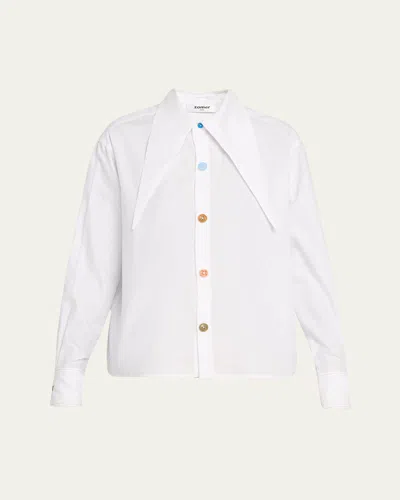 Zomer Lisa Tie-scarf Poplin Shirt In White