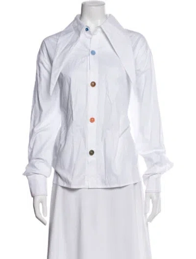 Pre-owned Zomer Long Sleeve Button-up Top W/ Tags In White