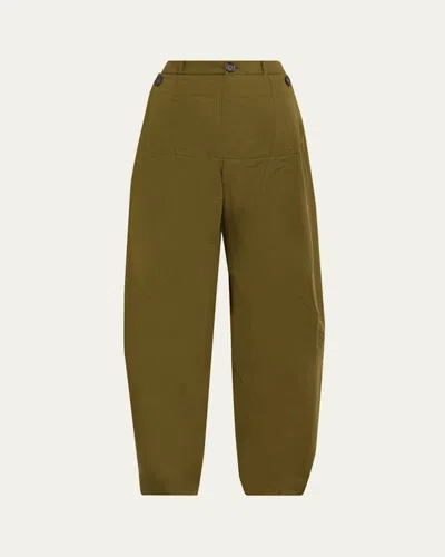 Zomer Paneled Barrel-leg Sailor Trousers In Green