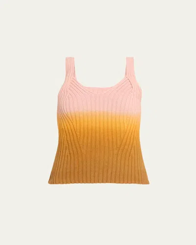 Zomer Zizi Cashmere Knit Tie-dye Tank Top In Pink Brown Gradient