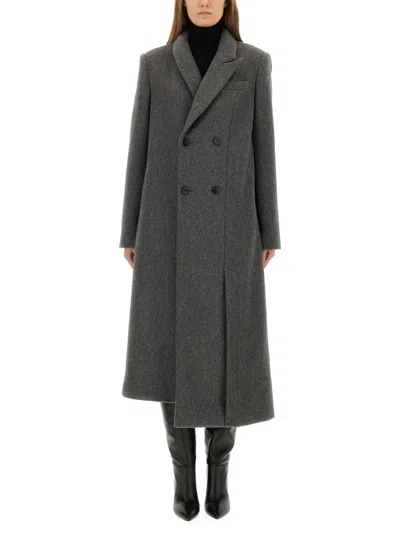 Zona20 Milano "aurelian" Double-breasted Coat In Gray