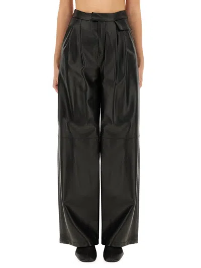 ZONA20 MILANO STRAIGHT-LEG SHEEPSKIN LEATHER PANTS WITH STRUCTURED WAISTBAND