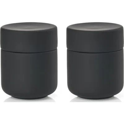 Zone Denmark Ume Set Of 2 Ceramic Jars In Black