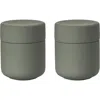 Zone Denmark Ume Set Of 2 Ceramic Jars In Olive Green