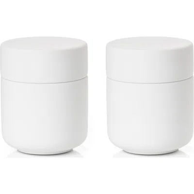 Zone Denmark Ume Set Of 2 Ceramic Jars In White