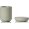 Zone Denmark Ume Soap Dish & Toothbrush Mug Stoneware Set In Eucalyptus Green