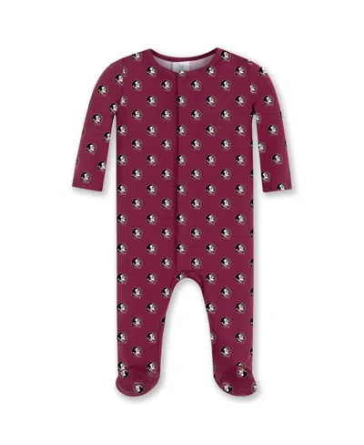 Zoozatz Baby Boys And Girls Garnet Florida State Seminoles Magnetic Closure Sleeper In Burgundy
