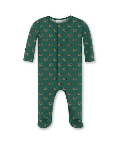 Zoozatz Baby Boys And Girls Green Miami Hurricanes Magnetic Closure Sleeper