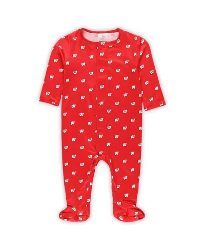 Zoozatz Kids' Baby Boys And Girls Red Wisconsin Badgers Magnetic Closure Sleeper