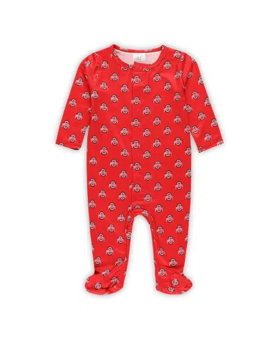 Zoozatz Baby Boys And Girls Scarlet Ohio State Buckeyes Magnetic Closure Sleeper In Red