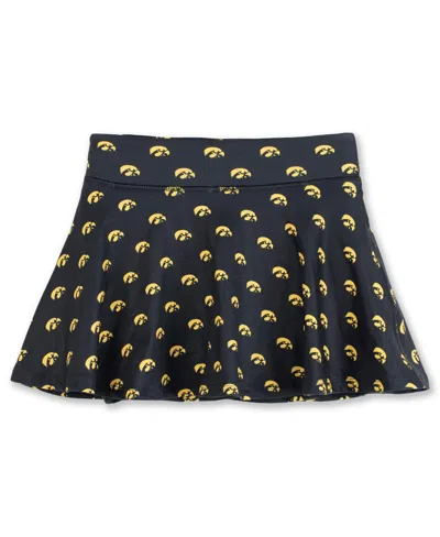 Zoozatz Kids' Big Girls Black Iowa Hawkeyes All-over Print Tennis Skort