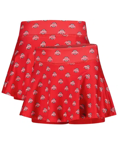 Zoozatz Kids' Big Girls Scarlet Ohio State Buckeyes All-over Print Tennis Skort In Red