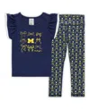 Zoozatz Girls Toddler 2-piece Navy Michigan Wolverines Tri-blend Bow Legging And Shirt Set In Blue