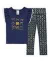 Zoozatz Girls Toddler 2-piece Navy Michigan Wolverines Tri-blend Bow Legging And Shirt Set In Blue