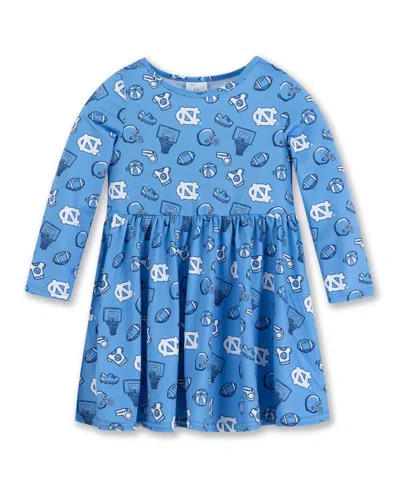 Zoozatz Babies' Girls Toddler Carolina Blue North Carolina Tar Heels All-over Print Football Dress