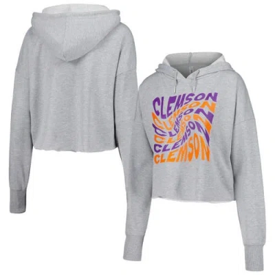 Zoozatz Gray Clemson Tigers Swirl Cropped Pullover Hoodie
