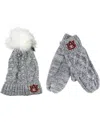 Zoozatz Gray Auburn Tigers Cuffed Knit Pom Hat & Mittens Set In Gray