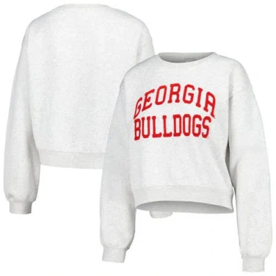 Zoozatz Oatmeal Georgia Bulldogs Core Chenille Cropped Pullover Sweatshirt