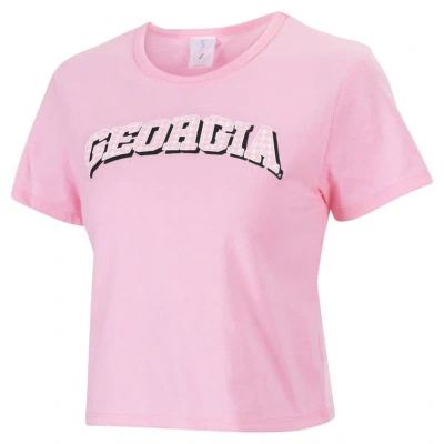 Zoozatz Pink Georgia Bulldogs Gingham Logo Cropped T-shirt