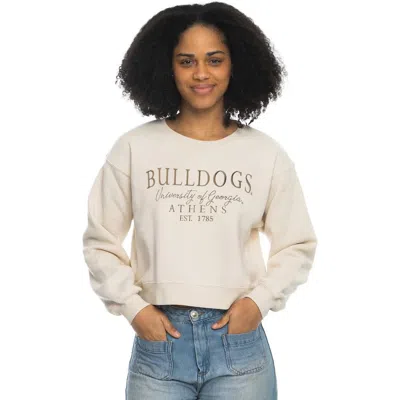Zoozatz Tan Georgia Bulldogs Cropped Crewneck Sweatshirt