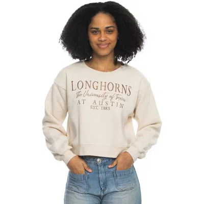 Zoozatz Tan Texas Longhorns Cropped Crewneck Sweatshirt In Neutral