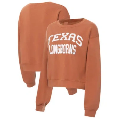 Zoozatz Texas Orange Texas Longhorns Chenille Cropped Sweatshirt