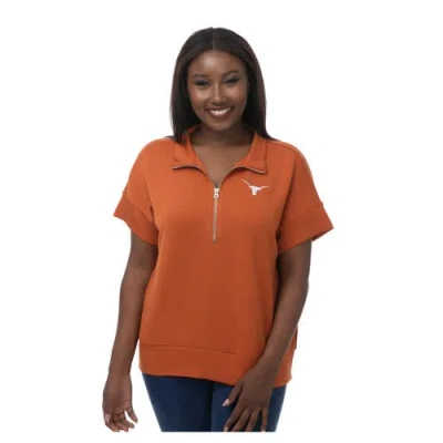 Zoozatz Texas Orange Texas Longhorns Tri-blend Quarter-zip Flowy Top